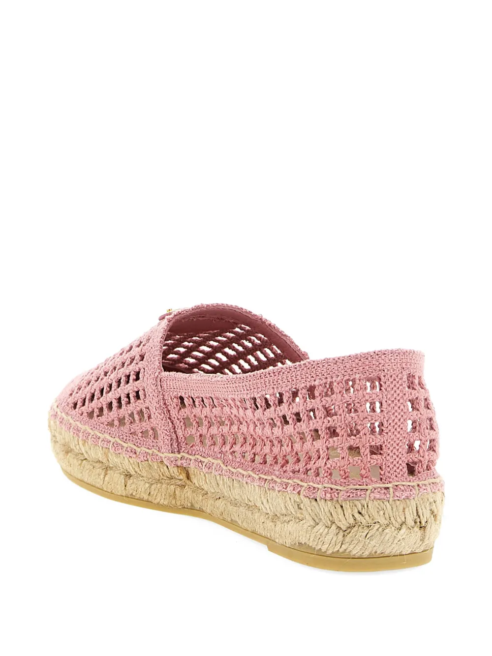 Prada crochet-knit logo-plaque espadrilles Roze