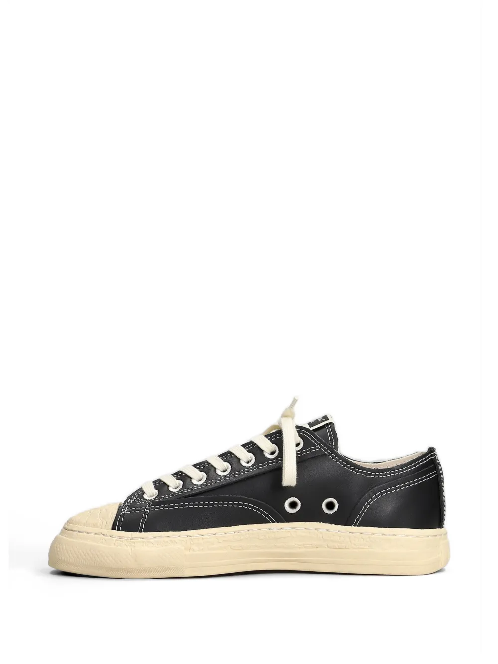 Maison MIHARA YASUHIRO Roy contrast-stitch leather sneakers Zwart