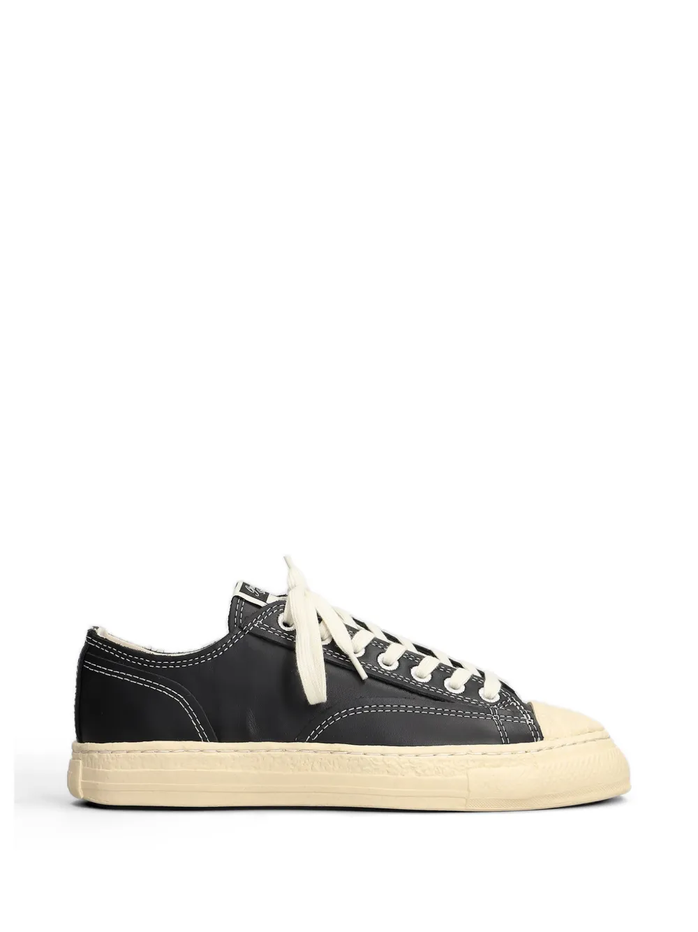 Maison MIHARA YASUHIRO Roy contrast-stitch leather sneakers Zwart