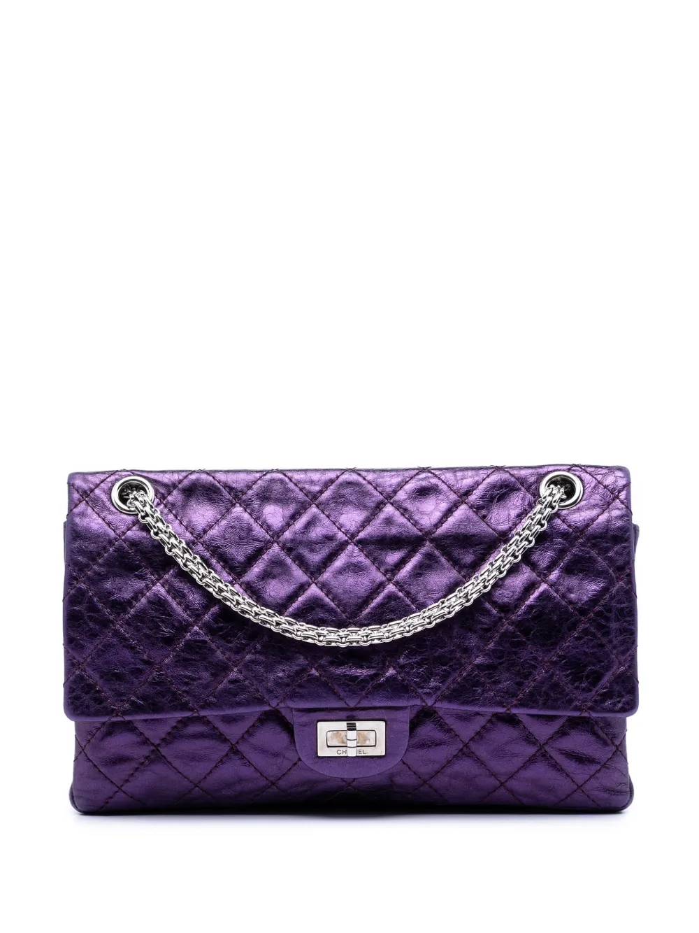 CHANEL Pre-Owned 2008-2009 Quilted Metallic Calfskin Reissue 2.55 Double Flap 226 shoulder bag - Viola