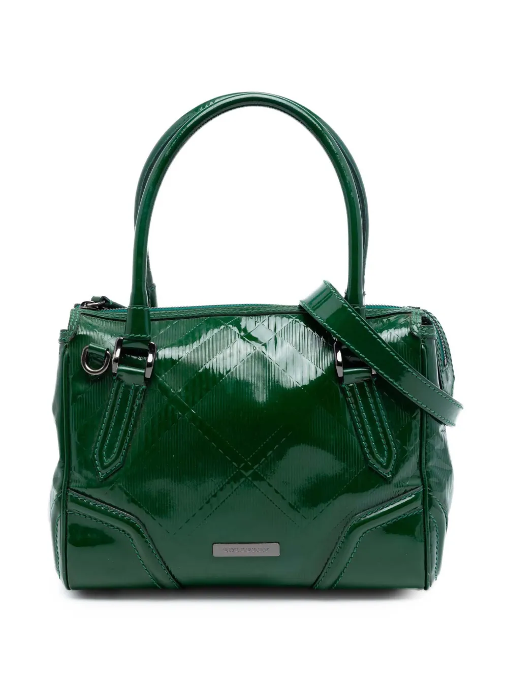 Burberry Pre-Owned 2000-2017 Medium Embossed Patent Anford satchel - Grün