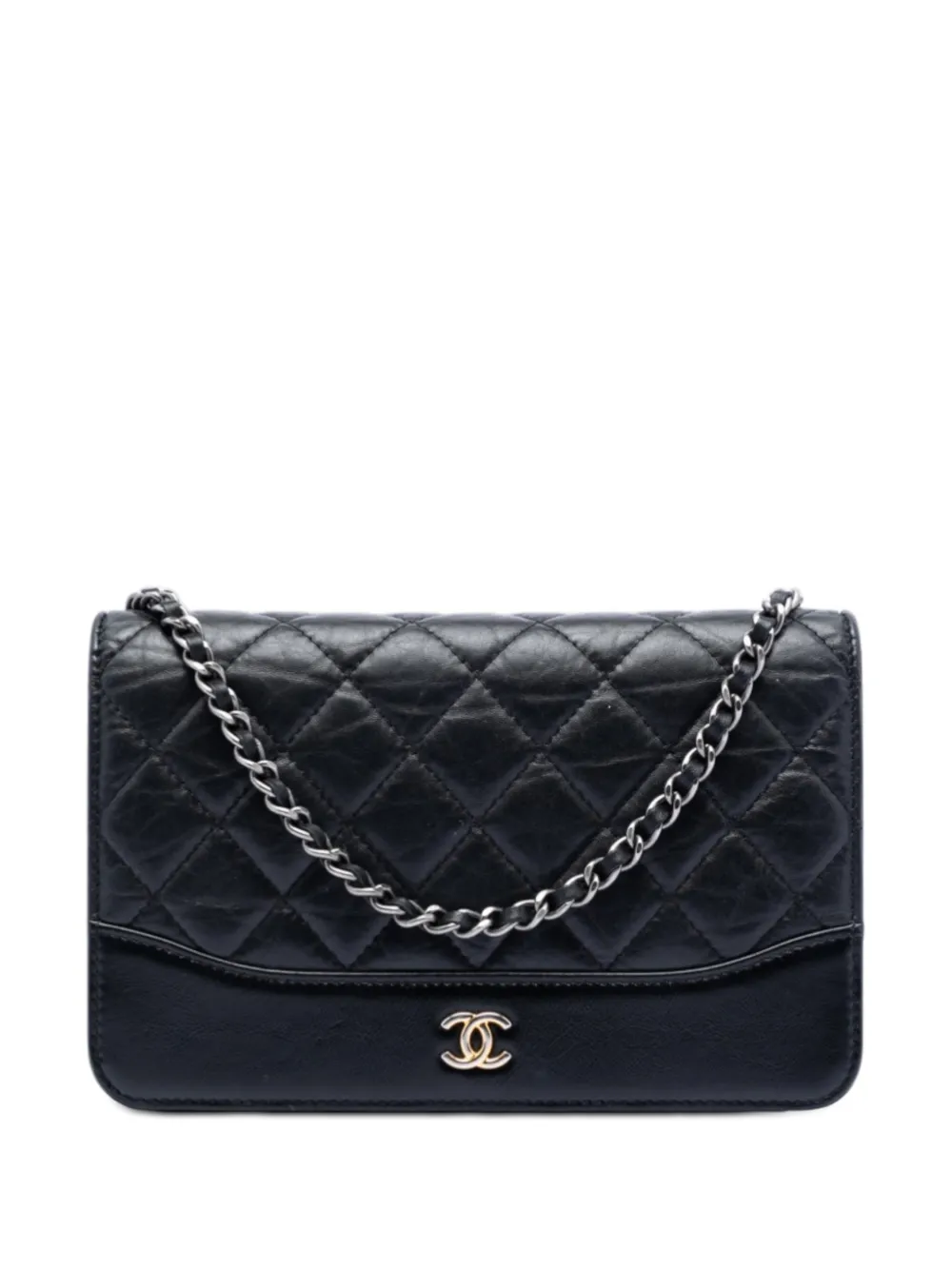 CHANEL Pre-Owned 2019 Quilted Aged Calfskin Gabrielle Wallet On Chain crossbody bag - Nero