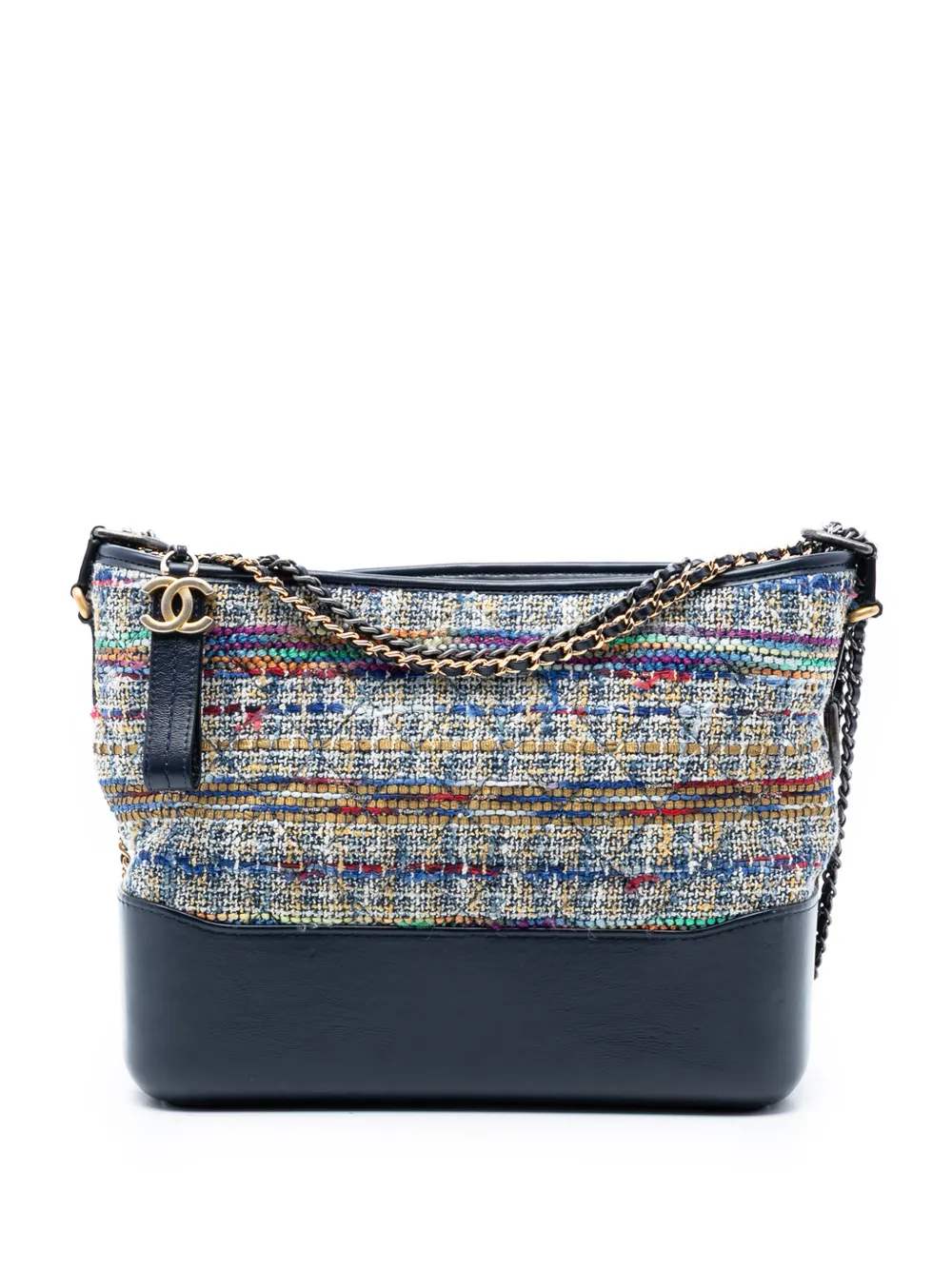 CHANEL Pre-Owned 2018 Medium Tweed and Lambskin Gabrielle crossbody bag - Blue