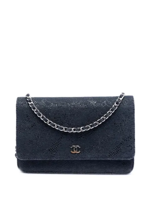 CHANEL Pre-Owned 2013-2014 CC Lace Overlay Goatskin Wallet On Chain crossbody bag