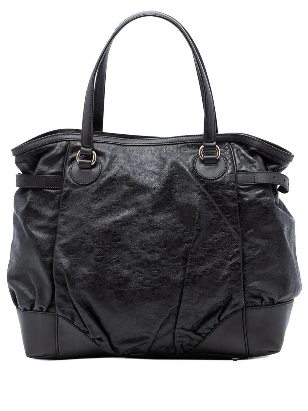 Gucci Pre-Owned 2016-2026 Embossed Leather Horsebit Full Moon tote bag - Nero