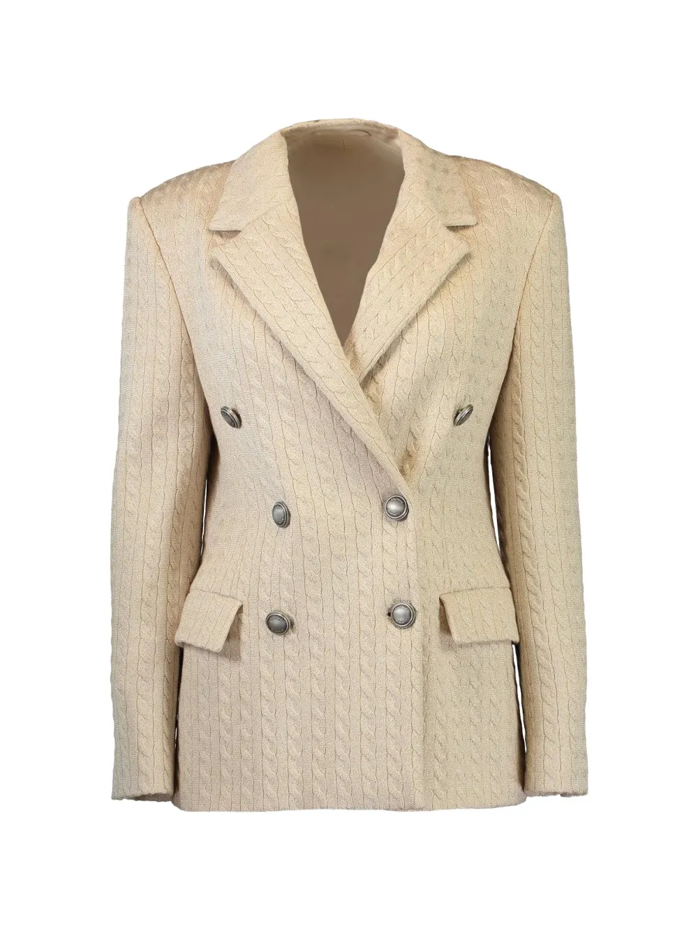 Brunello Cucinelli cable-knit double-breasted blazer - Nude