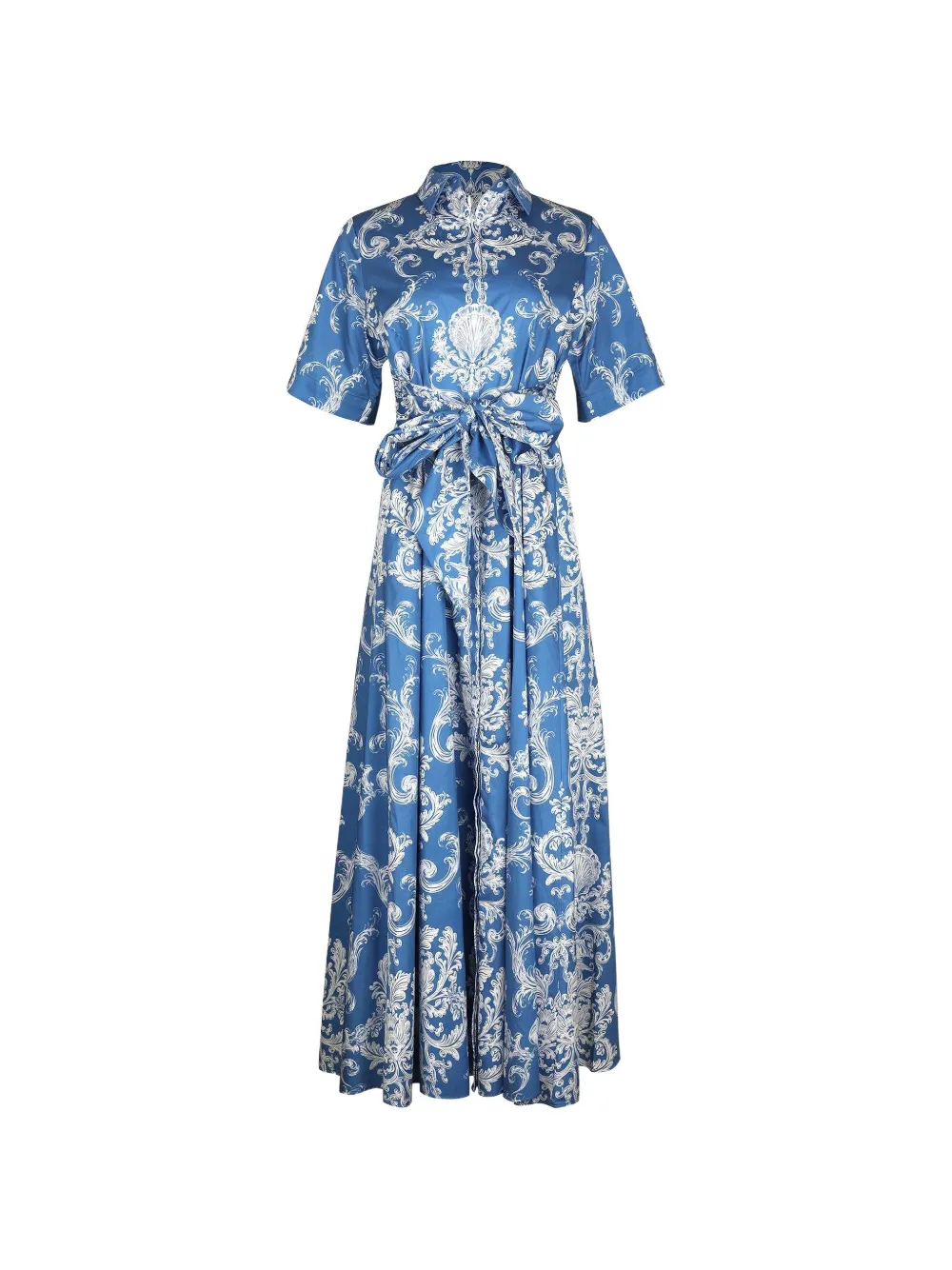 Borgo De Nor Posie Barocco-print maxi dress - Blu