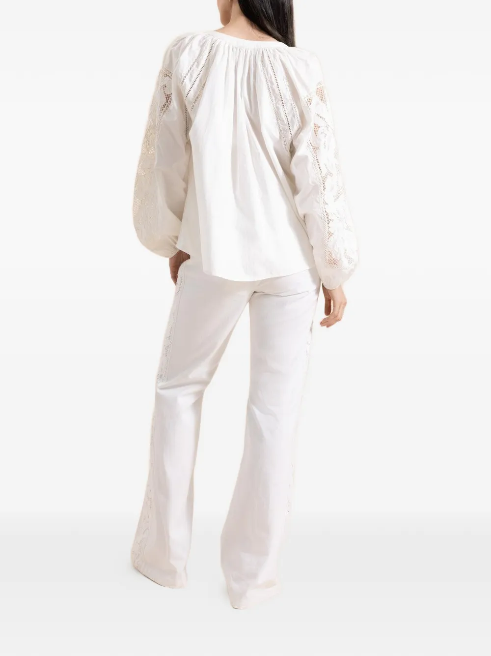  Dmn Paris Vaqueros Vinnie Con Ribete De Encaje - Blanco 