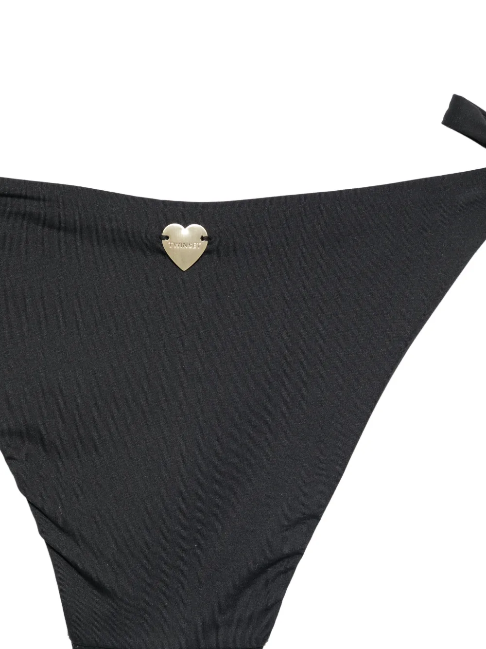 TWINSET Bikinislip met hartplakkaat en striksluiting aan de zijkanten Zwart