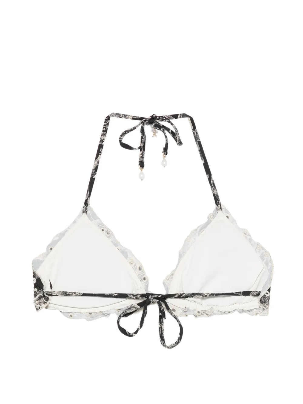 TWINSET Toile de Jouy broderie anglaise bikinitop Zwart