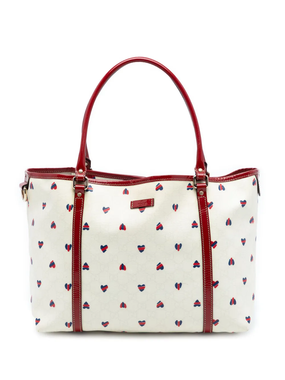 Gucci Pre-Owned 2016-2026 Medium GG Supreme Hearts Joy tote bag - Bianco