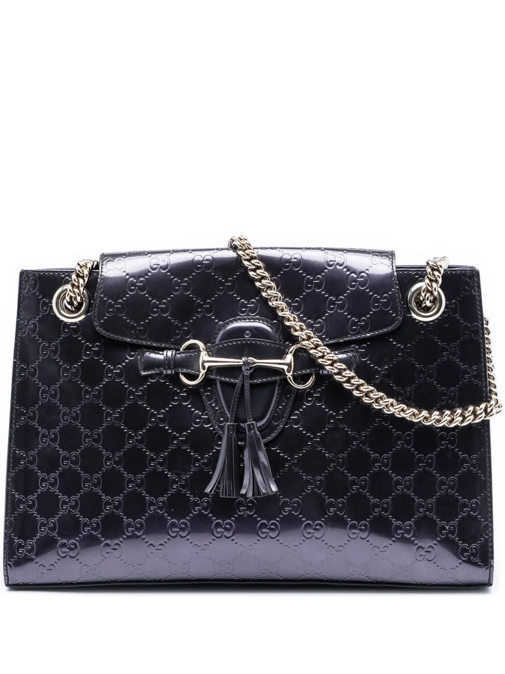 Gucci Pre-Owned 2000-2015 Large Patent Guccissima Emily shoulder bag - Viola