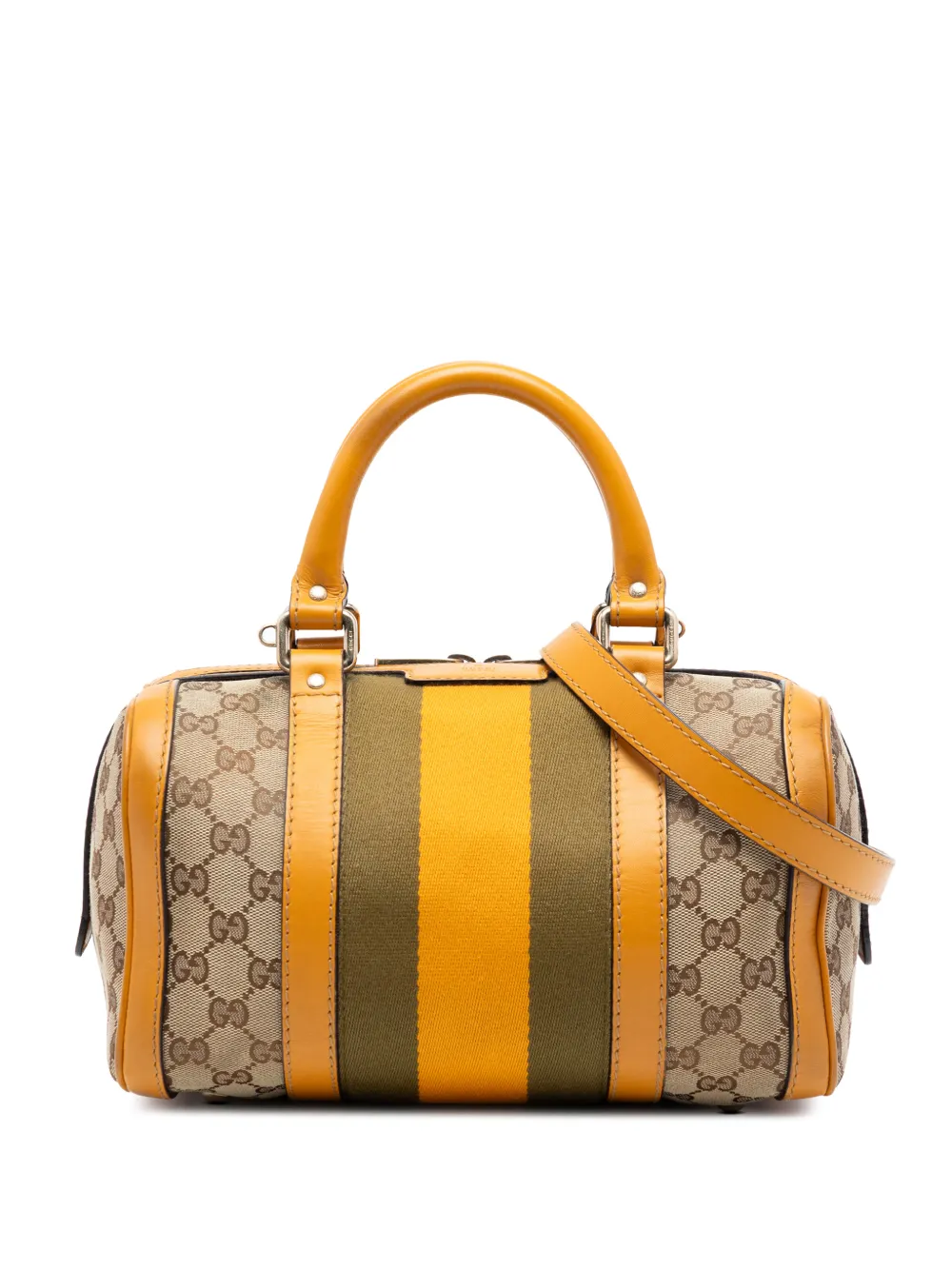 Pre-owned Gucci 2016-2026 Small Gg Canvas Web Joy Boston Bag Satchel In Yellow