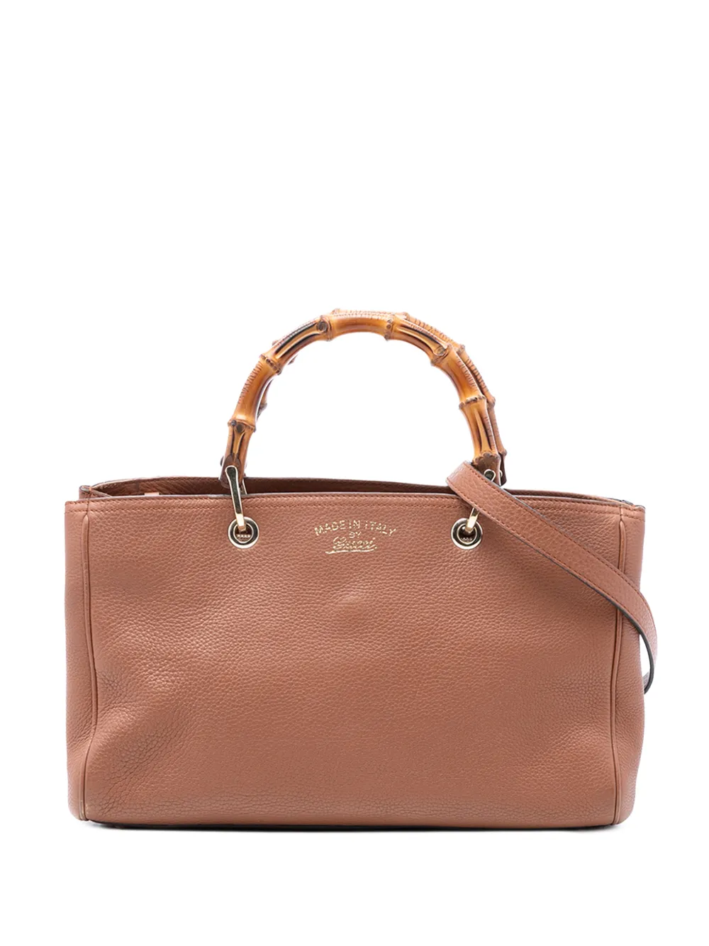 Gucci Pre-Owned 2016-2025 Medium Calfskin Bamboo Shopper satchel - Marrone