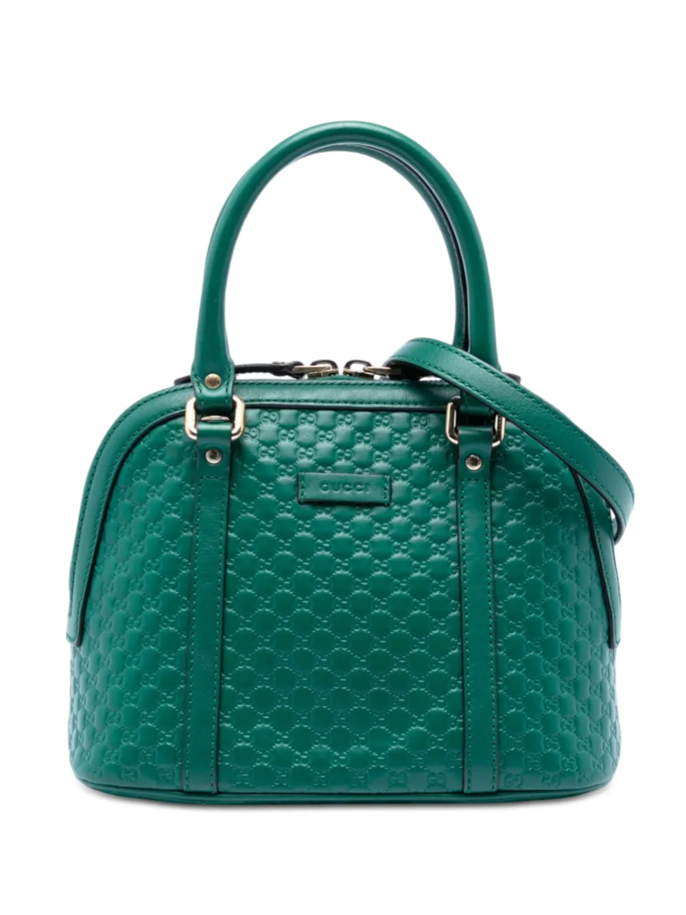 Pre-owned Gucci 2016-2026 Mini Microssima Dome Satchel In Green