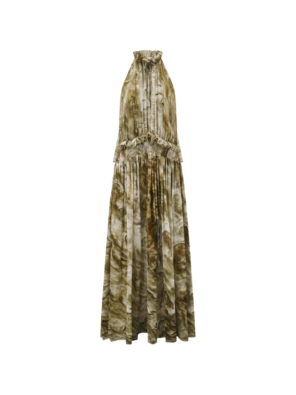 OUDE WAAG marble-print ruffled dress - Green