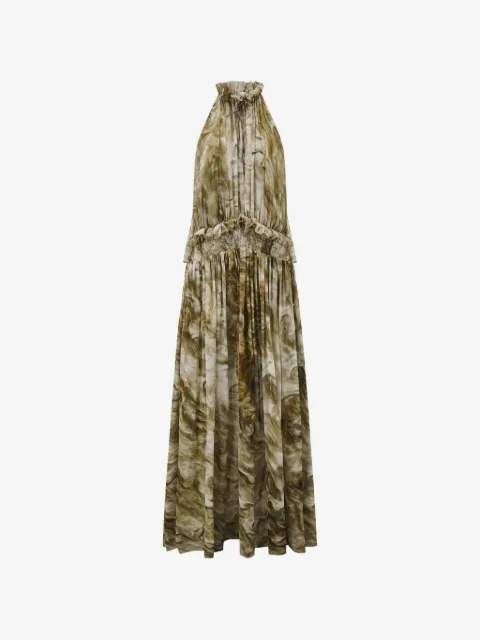 OUDE WAAG marble-print ruffled dress