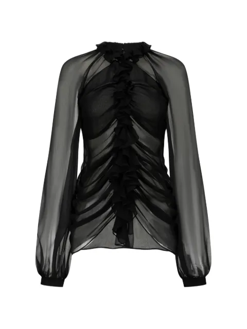 OUDE WAAG ruffled ruched-detail blouse