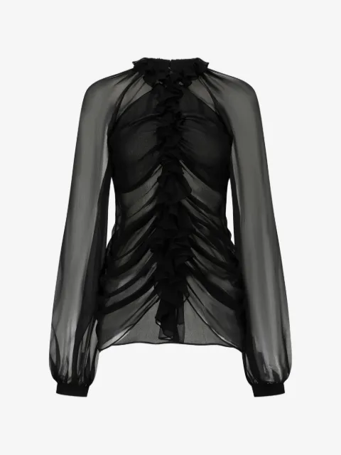 OUDE WAAG blusa con detalle fruncido y volantes