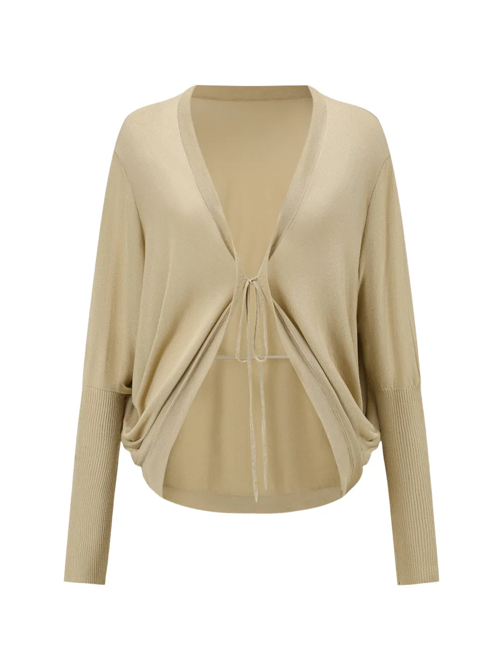 OUDE WAAG tie-fastening batwing cardigan - Nude