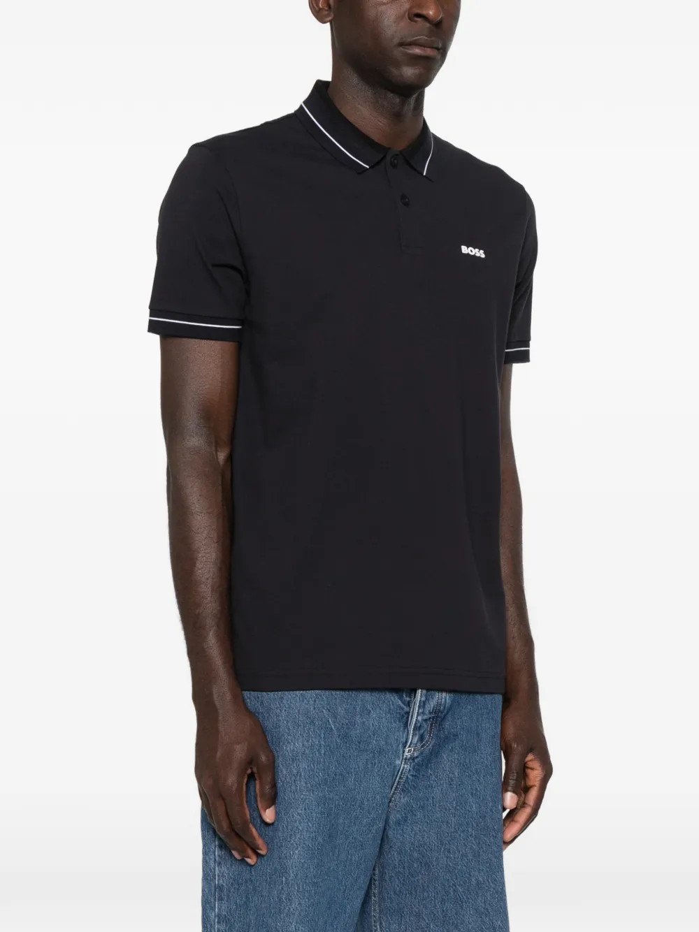 BOSS Poloshirt met logoprint Zwart
