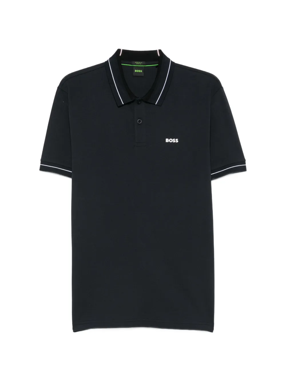 BOSS logo-print tipped polo shirt - Nero