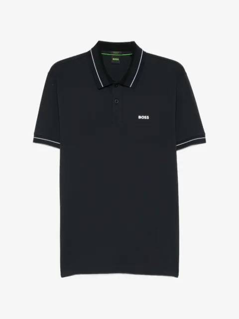 BOSS stripe-trim polo shirt in stretch cotton