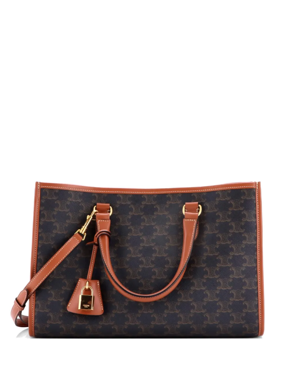 Celine Pre-Owned Mini Horizontal Cabas Triomphe Tote Bag aus beschichtetem Canvas - Braun