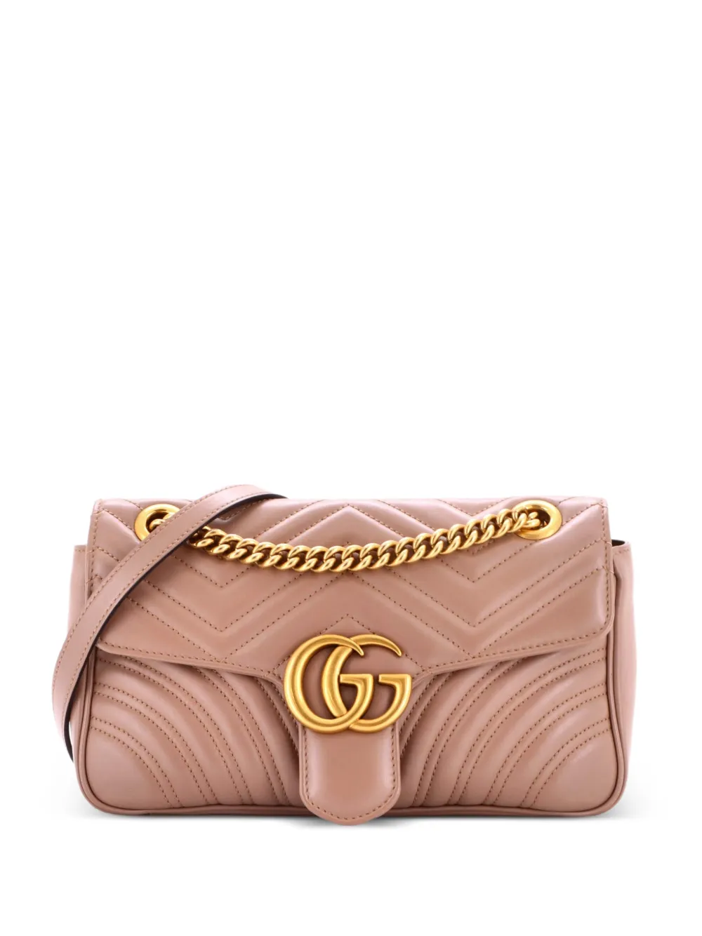 Gucci Pre-Owned Mittelgroße GG Marmont Flap Matelasse Schultertasche aus Leder - Nude