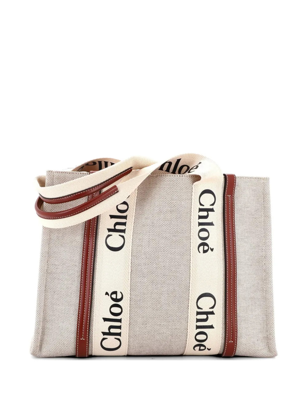 Chloé Pre-Owned Borsa tote Woody media in pelle - Marrone