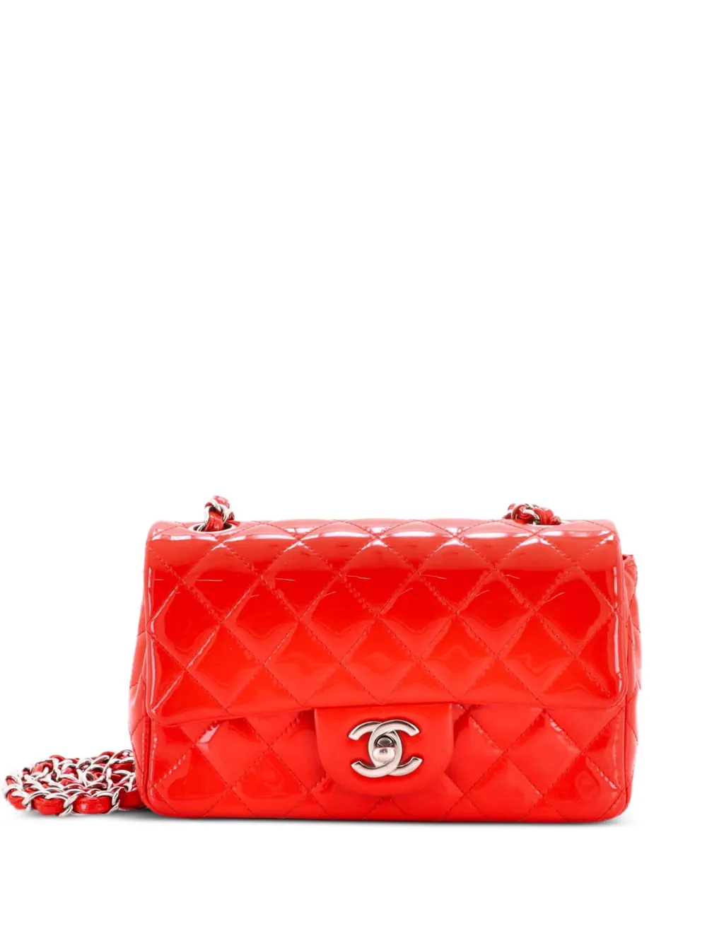 CHANEL Pre-Owned Classic Single Flap Bag Quilted Patent Mini crossbody bag - Rosso