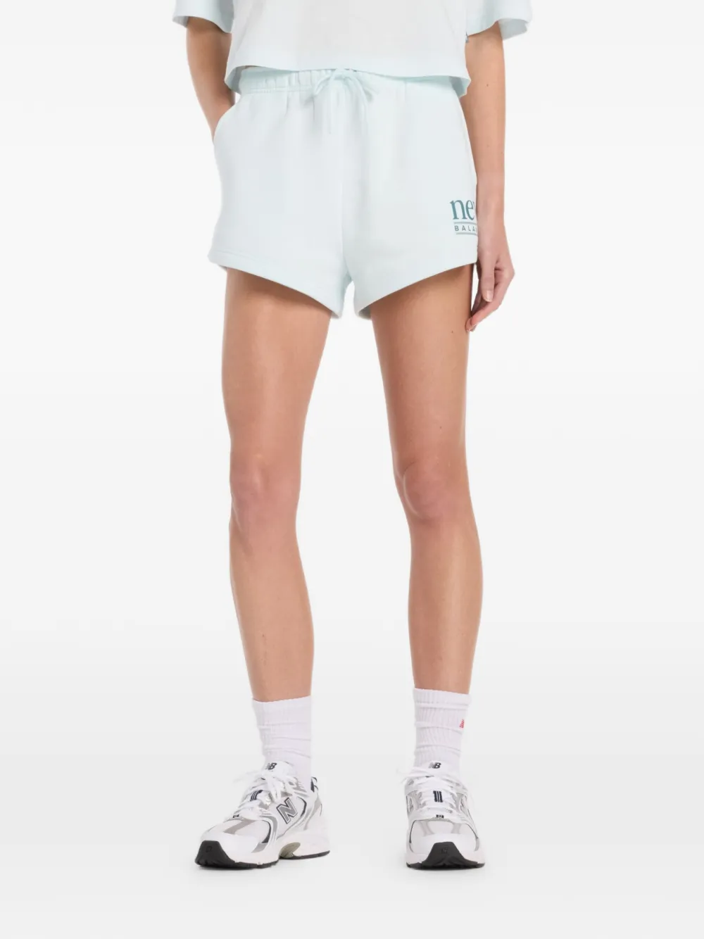 New Balance Reimagined Fleece logo-print shorts - Blu