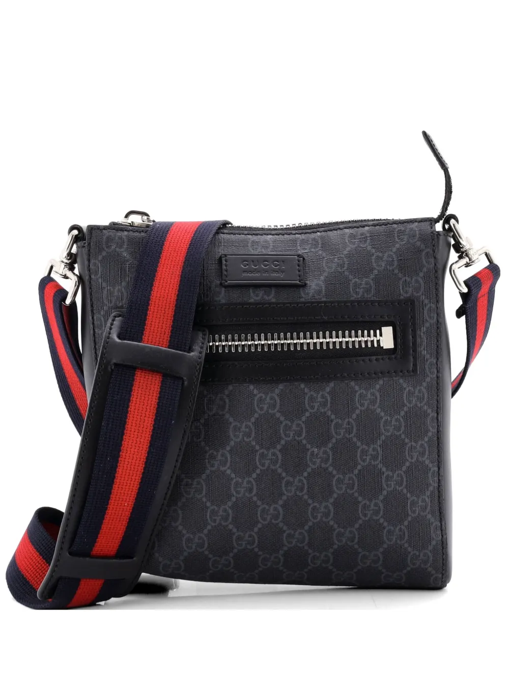 Gucci Pre-Owned Borsa a tracolla GG piccola in tela cerata con decorazione Web e zip - Nero