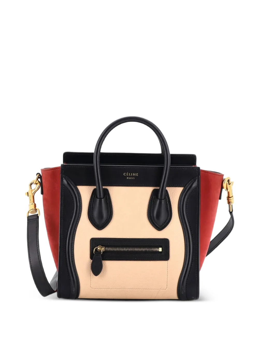 Celine Pre-Owned Tricolor Luggage Bag Leather Nano crossbody bag - Nero