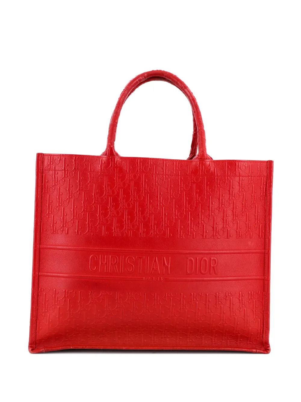 Christian Dior Pre-Owned Große Book Oblique Tote Bag aus Kalbsleder mit Prägung - Rot