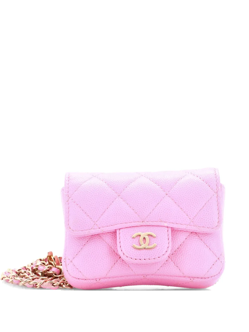CHANEL Pre-Owned Marsupio mini in pelle Caviar trapuntata con catena - Rosa