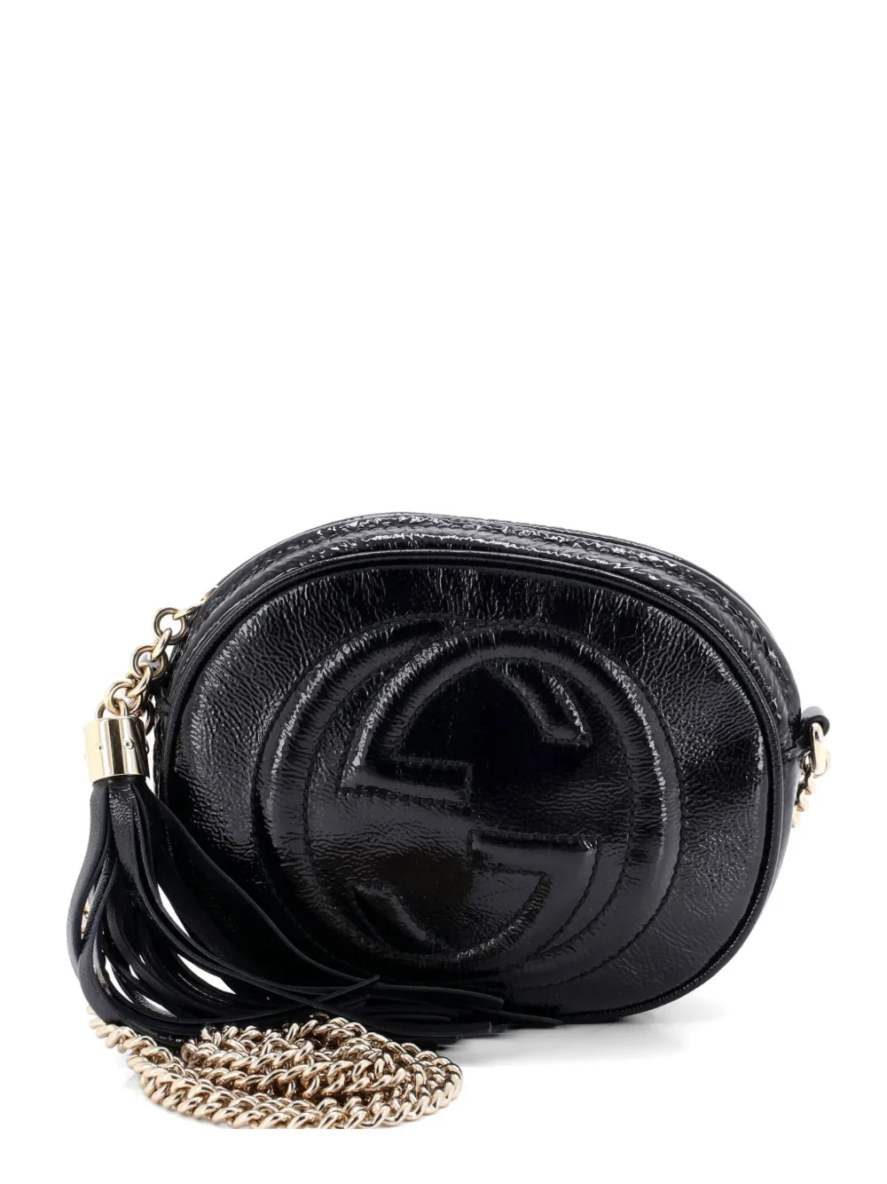 Gucci Pre-Owned Borsa a tracolla Soho mini in pelle verniciata con catena - Nero