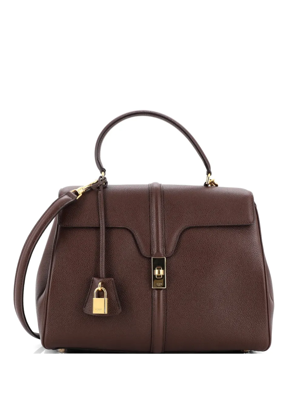 Celine Pre-Owned 16 Top Handle Bag Grained Calfskin Medium shoulder bag - Marrone