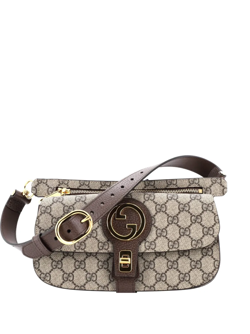 Gucci Pre-Owned Blondie Flap Pocket GG Coated Canvas belt bag - Marrone