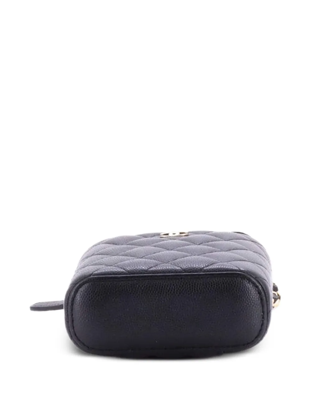 Chanel Pre-owned Vertical Classic Vanity Case with Chain Quilted Caviar Small Shoulder Bag in Black, view 4