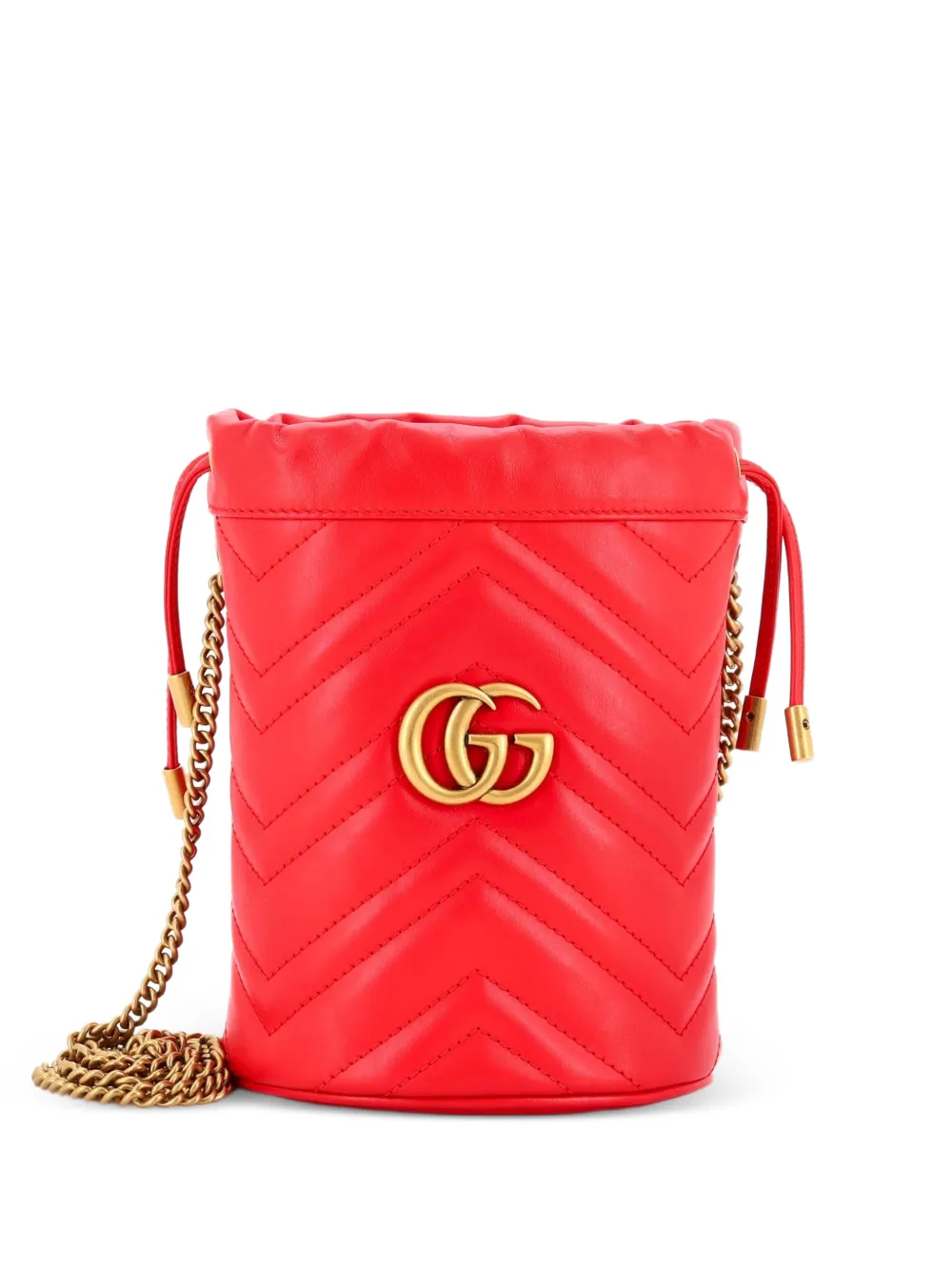 Gucci Pre-Owned GG Marmont Matelasse Leather Mini bucket bag - Rosso
