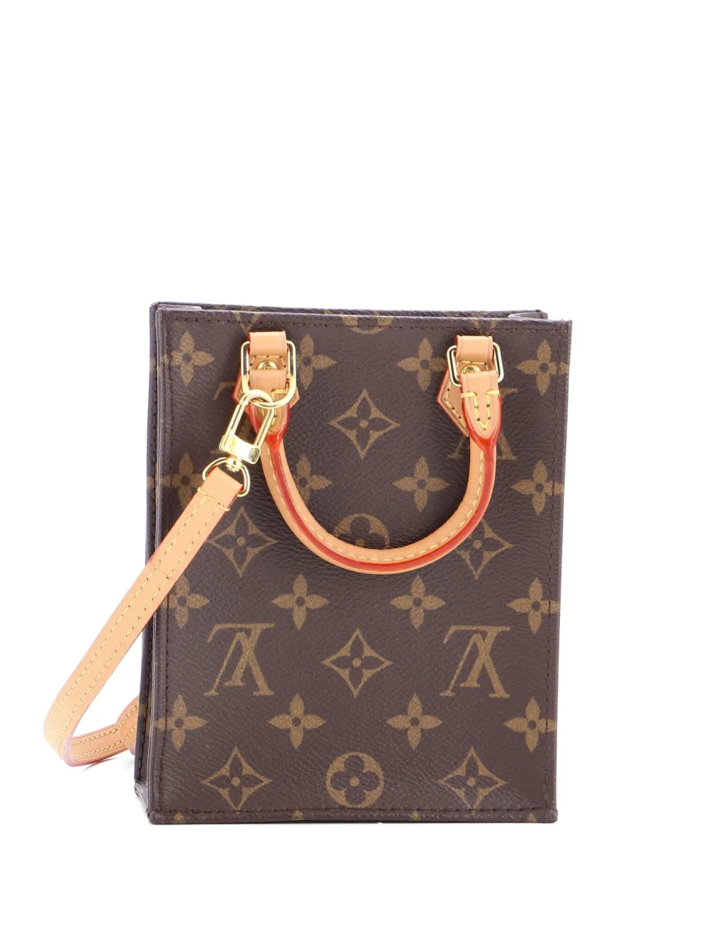 Louis Vuitton Pre-Owned Borsa a tracolla Petit Sac Plat in tela con monogramma - Marrone