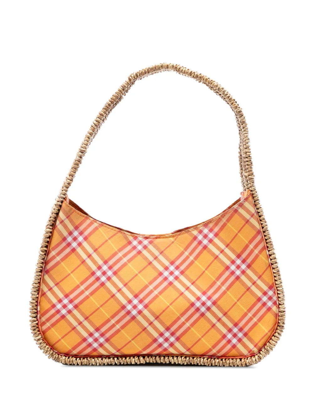 Burberry Pre-Owned 2000-2017 Nova Check Canvas and Raffia shoulder bag - Braun