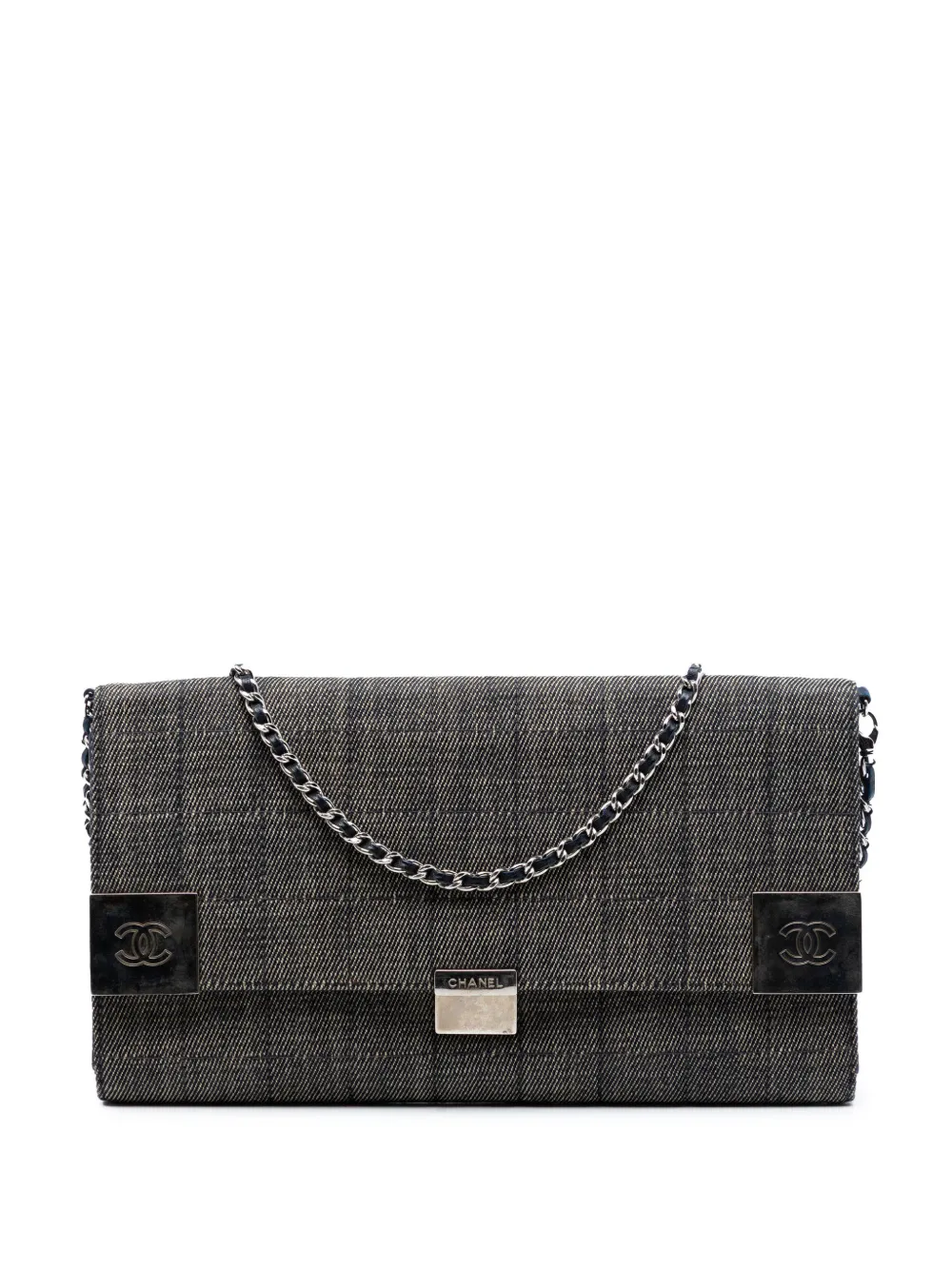 CHANEL Pre-Owned 2002-2003 CC Choco Bar Denim Chain Flap shoulder bag - Grey