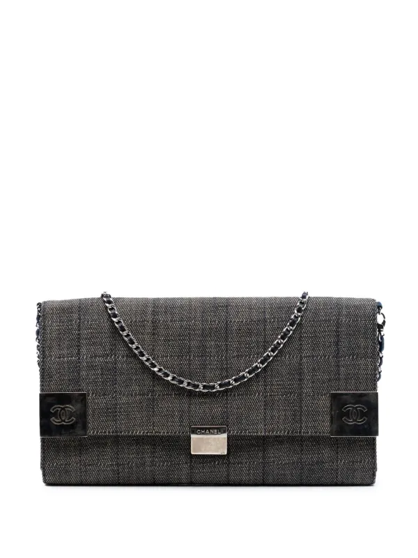 CHANEL Pre-Owned 2002-2003 ココマーク チョコバー デニム チェーン 