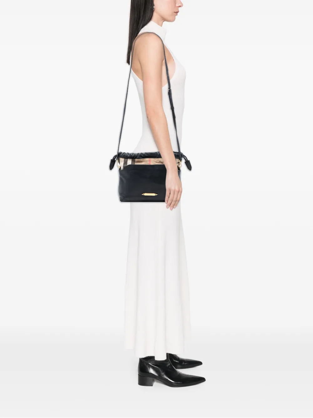  Burberry Pre-owned Bandolera Little Crush De Lona Y Piel De Becerro Con Motivo House Check 2000-2017 - Negro 