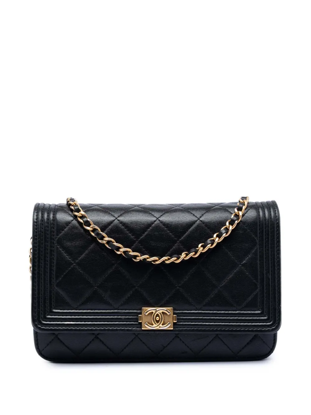 CHANEL Pre-Owned 2015-2016 Quilted Lambskin Boy Wallet On Chain crossbody bag - Nero