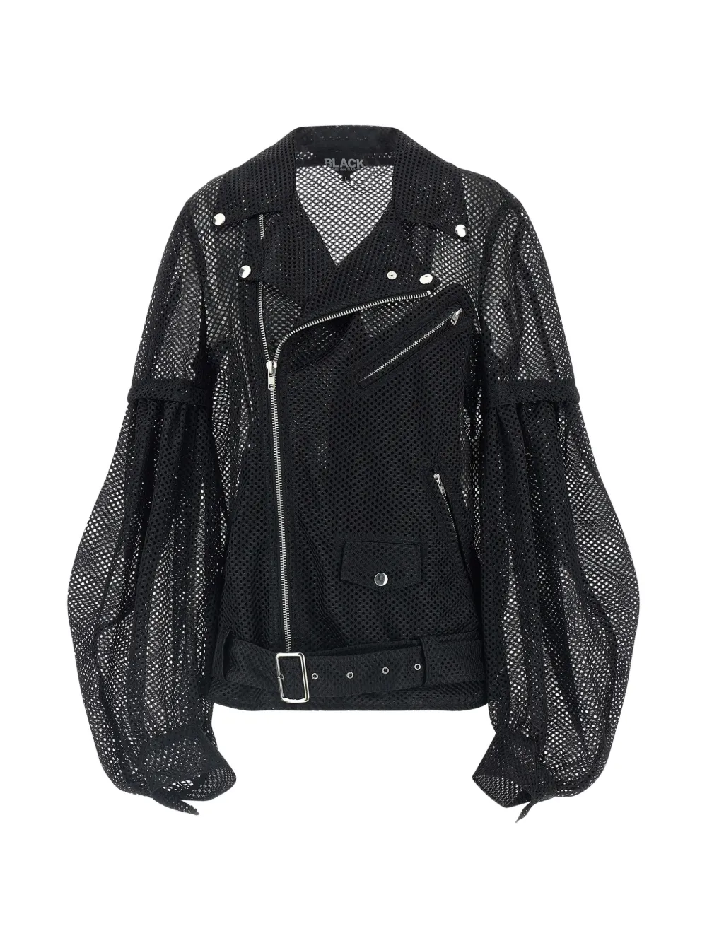 Black Comme Des Garçons balloon-sleeve mesh jacket - Schwarz