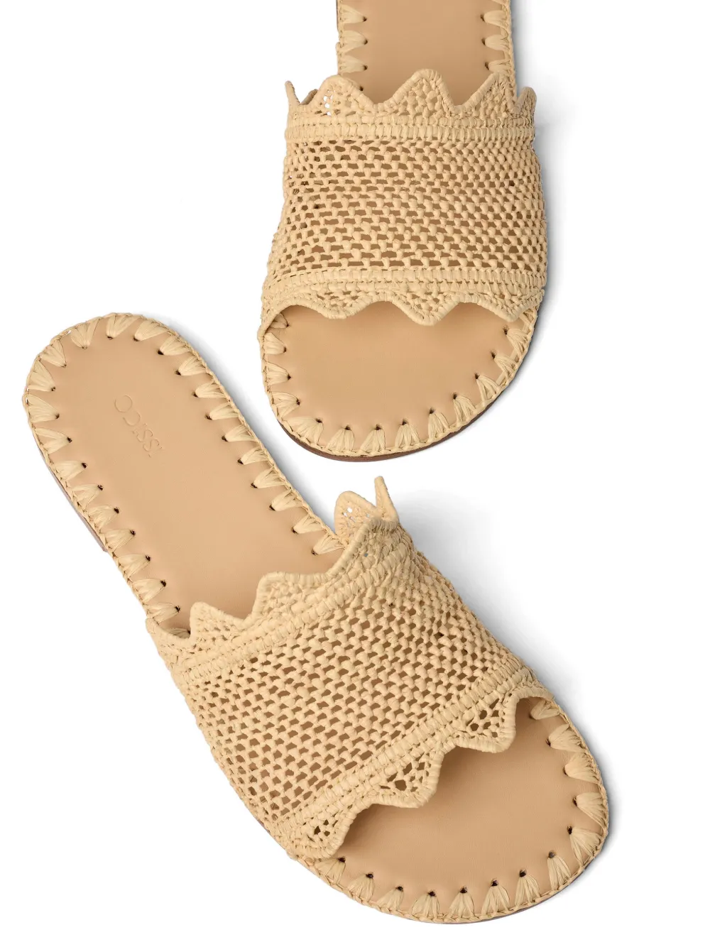 ODISSI Lucia geweven raffia sandalen Beige