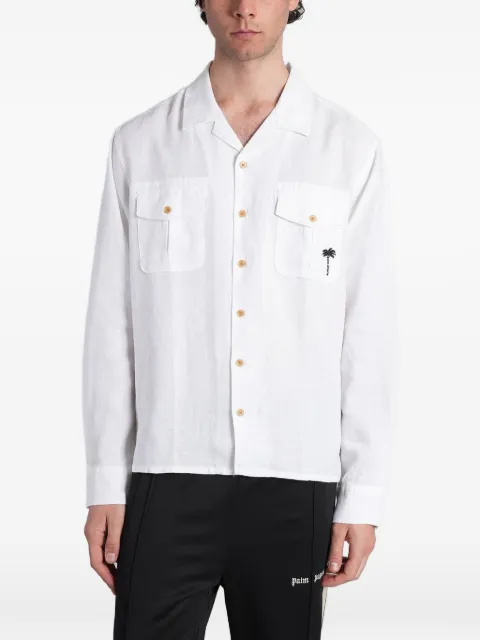 Palm Angels logo-embroidered flap-pocket shirt